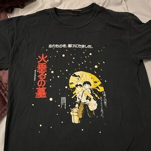 Grave of the fireflies black t shirt size large